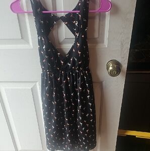 Roxy Black Dress with Pink Flamingo Print